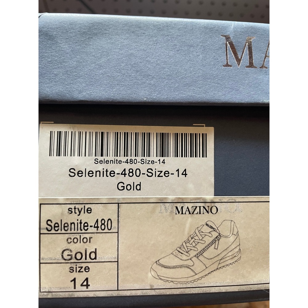 Mazino Selenite-480 Mens Gold Metallic Side Zip Sneakers JMS05202106S Size 14 - Picture 7 of 8
